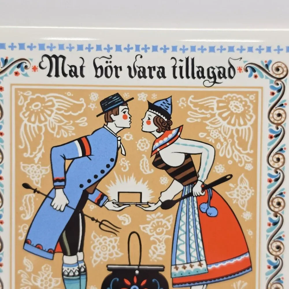 Vintage Berggren Originals Tile Scandinavian Folk Art Trivet Kitchen Decor